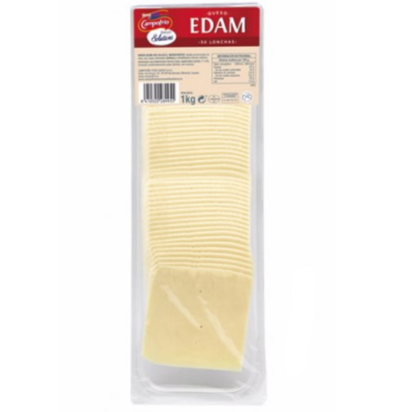 Queso Edam 40% MG/ES CF Lonchas 4 x 1KG