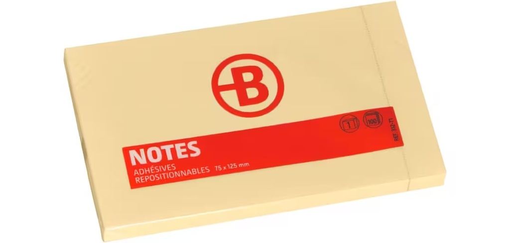 NOTAS ADHESIVAS AMARILLAS BRUNEAU 75 X 75 MM
