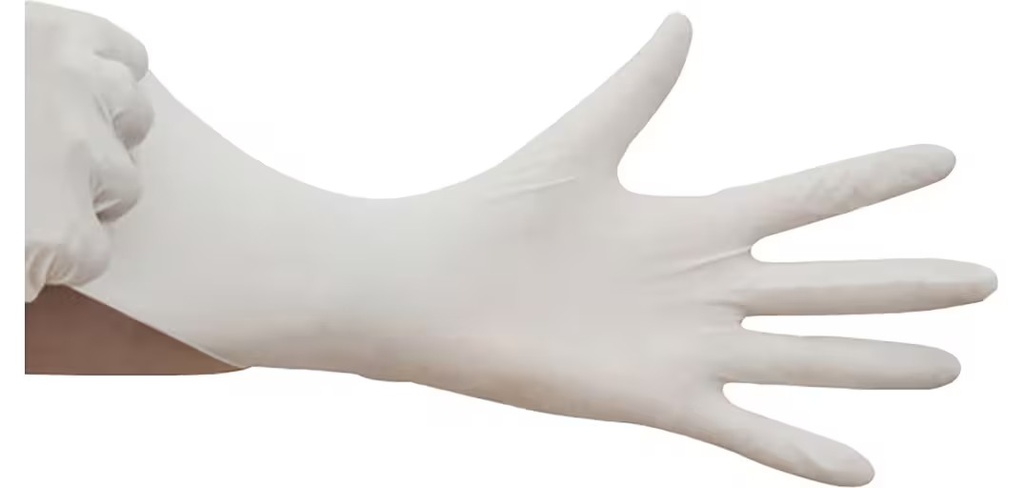 GUANTES DESECHABLES DE LÁTEX COLOR BLANCO TALLA S - CAJA DE 100
